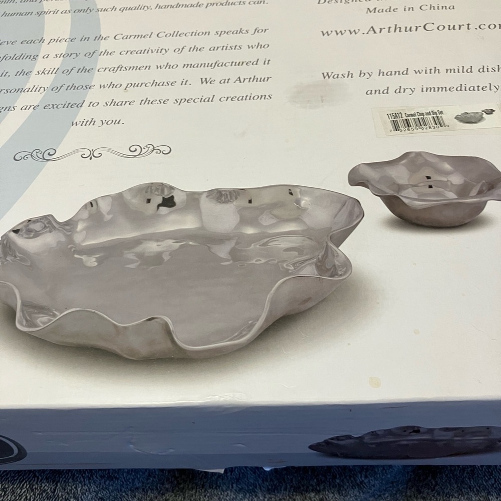 Arthur Court CARMEL Metal Modern Two Piece Chip and Dip Platter and Dip - Picture 7 of 7